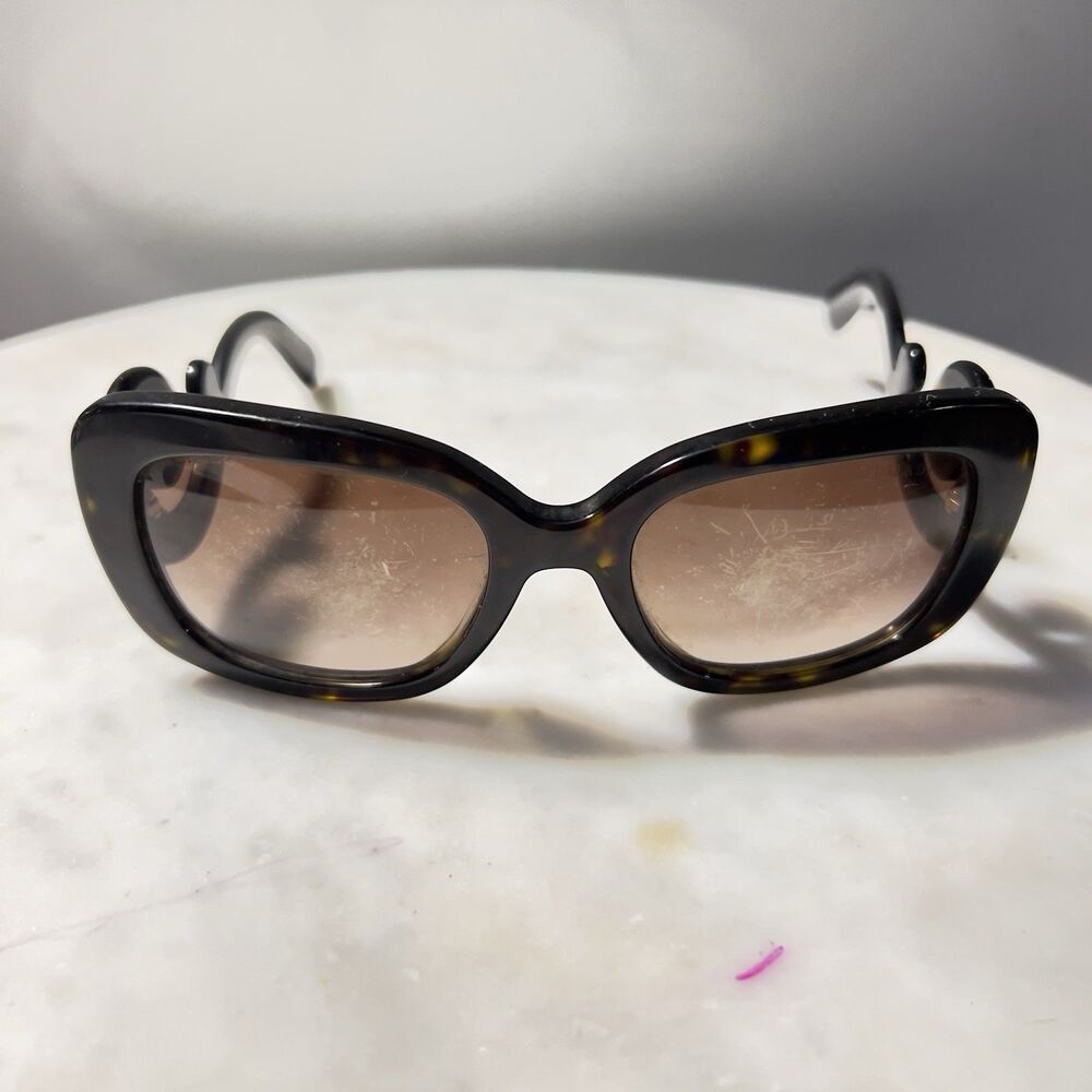 Prada Baroque PR27OS Sunglasses w/Case- Square Black Tortoise Shell Frames